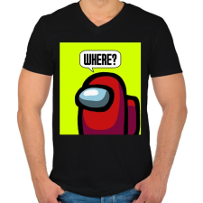 PRINTFASHION Among us Where - Férfi V-nyakú póló - Fekete férfi póló