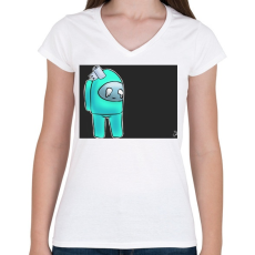 PRINTFASHION Among us WTF - Női V-nyakú póló - Fehér