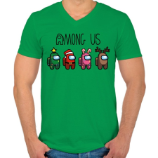 PRINTFASHION Among us xmas - Férfi V-nyakú póló - Zöld férfi póló