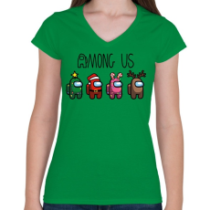 PRINTFASHION Among us xmas - Női V-nyakú póló - Zöld