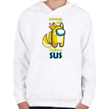 PRINTFASHION Among us Yellow sus  - Gyerek kapucnis pulóver - Fehér gyerek pulóver, kardigán