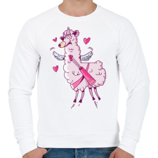 PRINTFASHION Ámor Láma szerelem - Férfi pulóver - Fehér férfi pulóver, kardigán