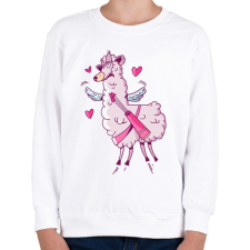 PRINTFASHION Ámor Láma szerelem - Gyerek pulóver - Fehér gyerek pulóver, kardigán