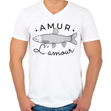 PRINTFASHION Amur Lamour Black-01 - Férfi V-nyakú póló - Fehér férfi póló