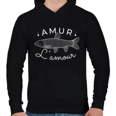 PRINTFASHION Amur Lamour White-02 - Férfi kapucnis pulóver - Fekete