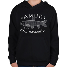 PRINTFASHION Amur Lamour White-02 - Gyerek kapucnis pulóver - Fekete gyerek pulóver, kardigán