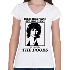 PRINTFASHION AN AMERICAN PRAYER-DRAW - Női V-nyakú póló - Fehér női póló