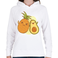 PRINTFASHION Ananász és avokádó - Női kapucnis pulóver - Fehér női pulóver, kardigán