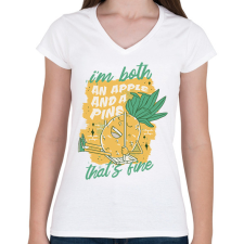PRINTFASHION Ananász - Női V-nyakú póló - Fehér női póló