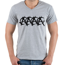 PRINTFASHION Anarchista audis - Férfi V-nyakú póló - Sport szürke