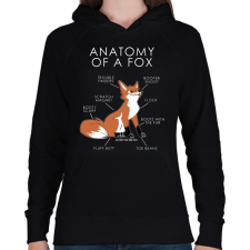 PRINTFASHION Anatomy of a fox - Női kapucnis pulóver - Fekete női pulóver, kardigán