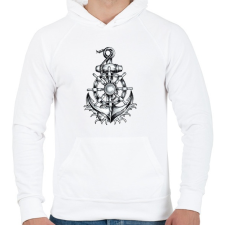 PRINTFASHION Anchor Drawing - Férfi kapucnis pulóver - Fehér férfi pulóver, kardigán