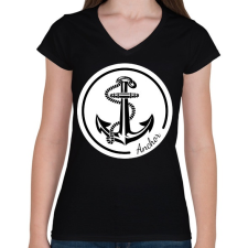 PRINTFASHION anchor - Női V-nyakú póló - Fekete női póló