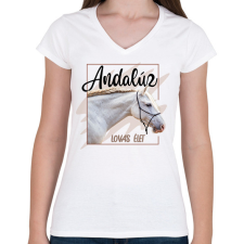 PRINTFASHION Andalúz - Női V-nyakú póló - Fehér női póló