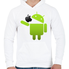 PRINTFASHION Android megeszi az almát - Férfi kapucnis pulóver - Fehér