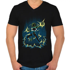 PRINTFASHION androide - Férfi V-nyakú póló - Fekete férfi póló