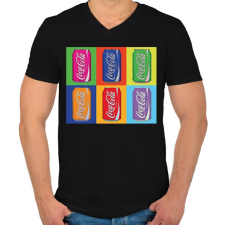 PRINTFASHION Andy Warhol - Coca cola - Férfi V-nyakú póló - Fekete férfi póló