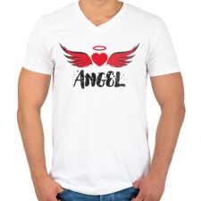 PRINTFASHION ANGEL - Férfi V-nyakú póló - Fehér férfi póló