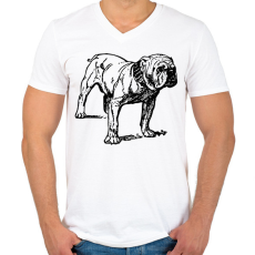 PRINTFASHION Angol buldog - English bulldog  - Férfi V-nyakú póló - Fehér