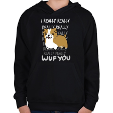 PRINTFASHION Angol bulldog - Gyerek kapucnis pulóver - Fekete gyerek pulóver, kardigán