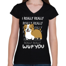 PRINTFASHION Angol bulldog - Női V-nyakú póló - Fekete női póló