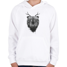 PRINTFASHION Angry bear with antlers - Gyerek kapucnis pulóver - Fehér