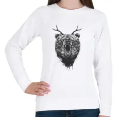 PRINTFASHION Angry bear with antlers - Női pulóver - Fehér