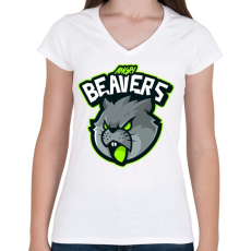 PRINTFASHION Angry Beavers - Női V-nyakú póló - Fehér