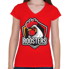 PRINTFASHION Angry bird - Női V-nyakú póló - Piros női póló