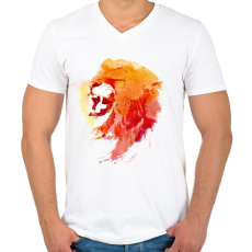PRINTFASHION Angry lion - Férfi V-nyakú póló - Fehér