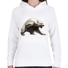 PRINTFASHION Angry Polar Bear - Női kapucnis pulóver - Fehér női pulóver, kardigán