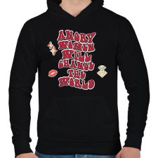PRINTFASHION Angry women - Férfi kapucnis pulóver - Fekete női pulóver, kardigán