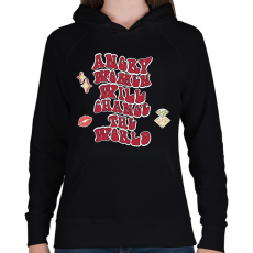 PRINTFASHION Angry women - Női kapucnis pulóver - Fekete