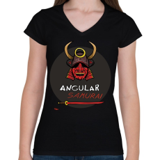 PRINTFASHION angular_szamuraj - Női V-nyakú póló - Fekete
