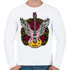 PRINTFASHION Angyali gitár - Férfi pulóver - Fehér férfi pulóver, kardigán