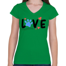 PRINTFASHION Animal love - Női V-nyakú póló - Zöld női póló