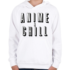 PRINTFASHION Anime & Chill - Gyerek kapucnis pulóver - Fehér