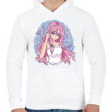 PRINTFASHION Anime csaj - Férfi kapucnis pulóver - Fehér