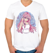 PRINTFASHION Anime csaj - Férfi V-nyakú póló - Fehér férfi póló