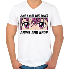 PRINTFASHION Anime és kpop - Férfi V-nyakú póló - Fehér férfi póló