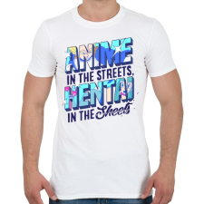 PRINTFASHION Anime in the streets - Férfi póló - Fehér férfi póló