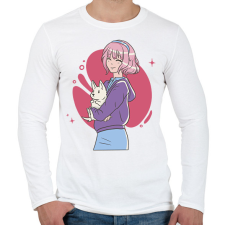 PRINTFASHION Animés csaj - Férfi hosszú ujjú póló - Fehér férfi póló