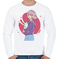 PRINTFASHION Animés csaj - Férfi pulóver - Fehér férfi pulóver, kardigán