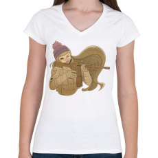 PRINTFASHION Animés katona - Női V-nyakú póló - Fehér