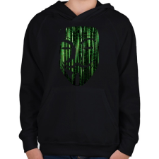PRINTFASHION Anonymous bináris kód - Gyerek kapucnis pulóver - Fekete gyerek pulóver, kardigán