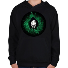 PRINTFASHION Anonymous hacker - Gyerek kapucnis pulóver - Fekete