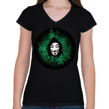 PRINTFASHION Anonymous hacker - Női V-nyakú póló - Fekete női póló