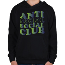 PRINTFASHION Anti social social club - zöld - Gyerek kapucnis pulóver - Fekete gyerek pulóver, kardigán
