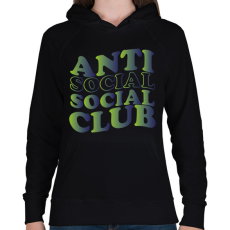 PRINTFASHION Anti social social club - zöld - Női kapucnis pulóver - Fekete