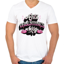 PRINTFASHION Anti Valentine's  - Férfi V-nyakú póló - Fehér férfi póló